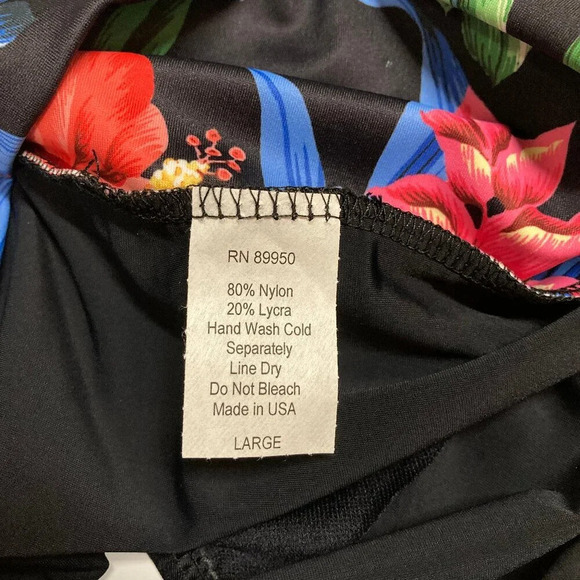 Maternity Swim Bottom, Black with Colorful Floral Waistband, Large, New no Tags - Picture 4 of 5